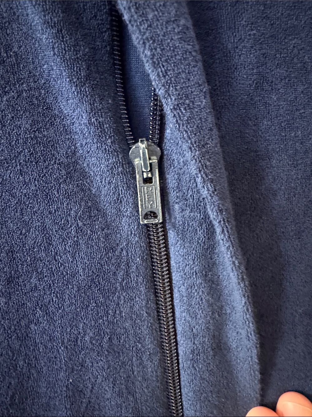 Christian Dior Navy Terry Short-Sleeve Zip-Up Sweater Jacket with Striped Trim - Picture 4 of 10